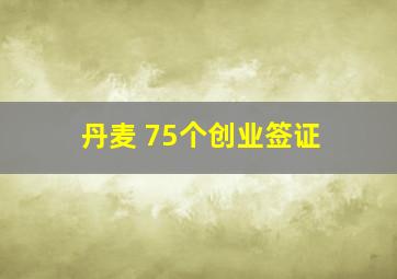 丹麦 75个创业签证